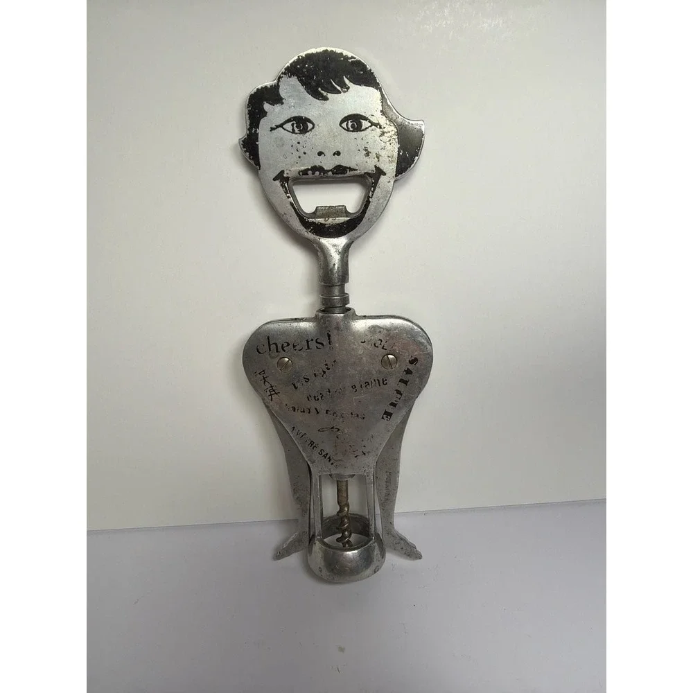 Vintage Italy Metal Barmaid Figural Corkscrew/bottle Opener Kitchen Accessory Ma